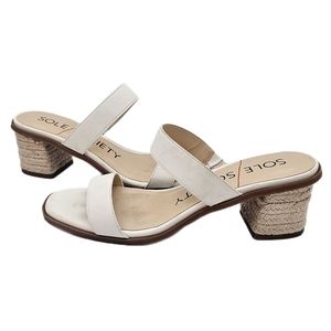 Sole Society Womens Sandal Heel Lunespa Jute Wrapped Slip On White 8.5M